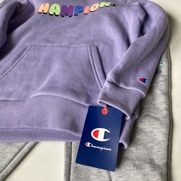 Champion Enchanted Lilac Kids Hoodie with Pink Tag Detail - Picture 2 of 5